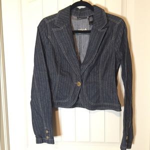 DKNY Jeans Denim Jacket with Gold Pinstripe
